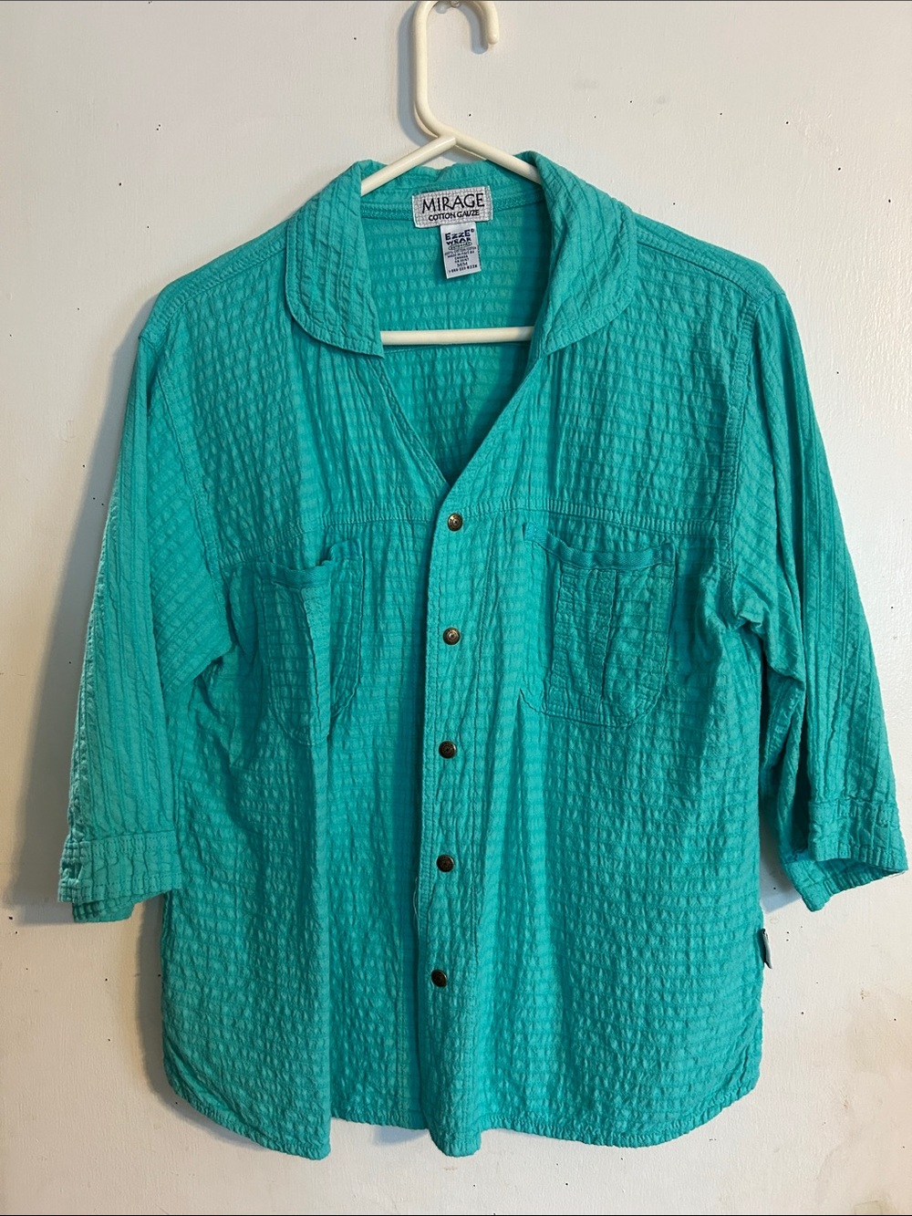 Mirage Quilted Button-Up Shirt Jacket in Teal
